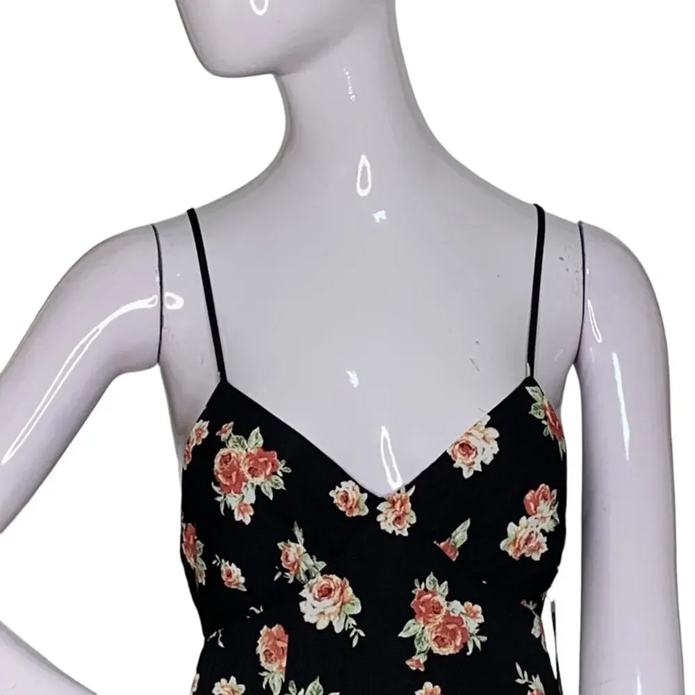 Forever 21 NWT Dress Floral Print Sleeveless Black Red Green Size S